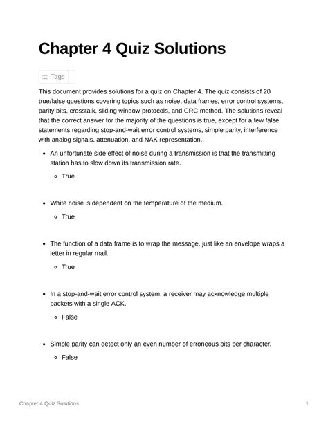 Quiz Solutions Chapter 4 PDF