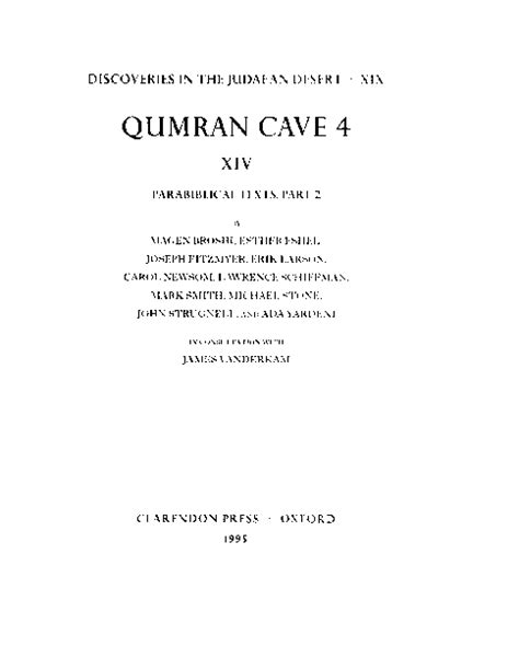 Qumran Cave 4 XIV Parabiblical Texts Part 2 Discoveries in the Judaean Desert Epub