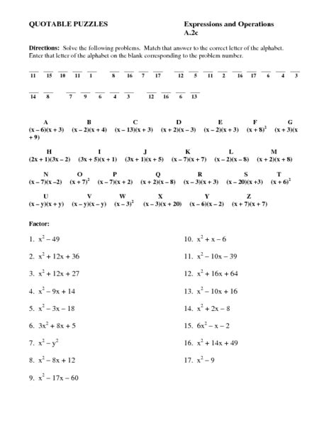 Quotable Puzzles Polynomials Answers Reader