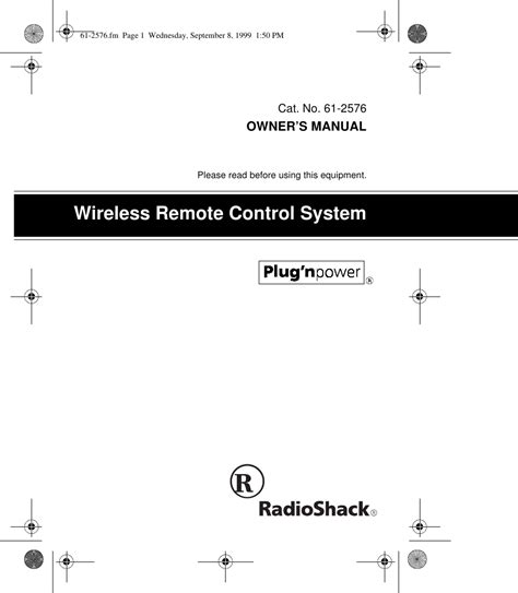 RADIO SHACK WIRELESS REMOTE CONTROL EXTENDER MANUAL Ebook Doc