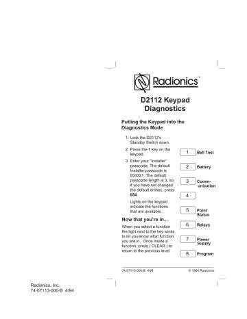 RADIONICS D2112 USER MANUAL Ebook Reader