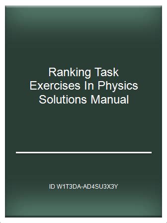 RANKING TASK EXERCISES IN PHYSICS SOLUTIONS MANUAL Ebook Doc