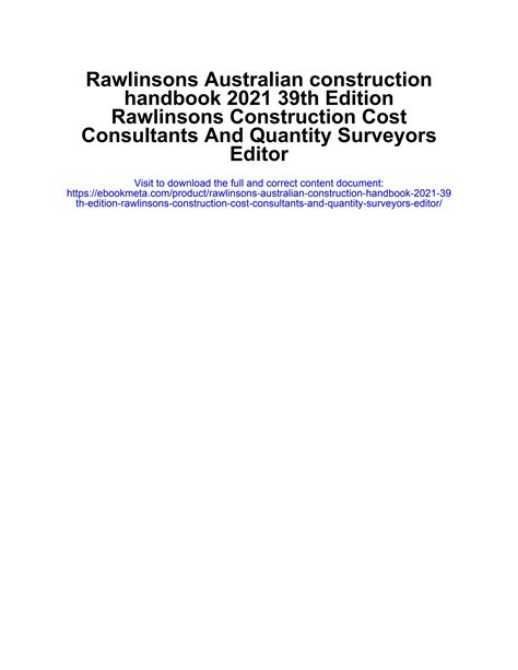 RAWLINSONS AUSTRALIAN CONSTRUCTION HANDBOOK DOWNLOAD Ebook Reader