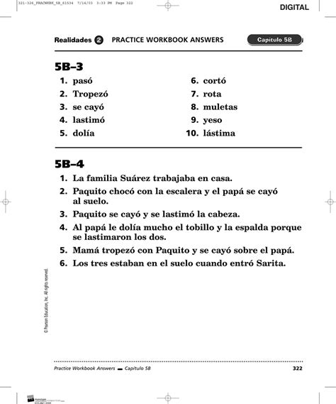 REALIDADES 2 WORKBOOK ANSWER KEY 5A Ebook Epub