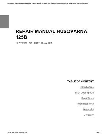 REPAIR MANUAL HUSQVARNA 125B Ebook Kindle Editon