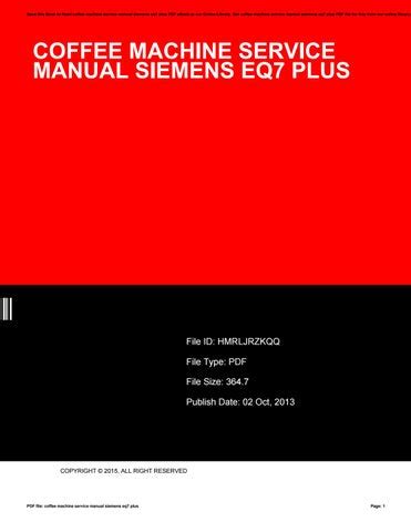 REPAIR MANUAL SIEMENS EQ7 PLUS Z SERIE Ebook Kindle Editon