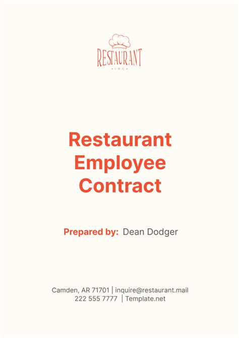 RESTAURANT MANAGER EMPLOYMENT CONTRACT TEMPLATE Ebook Doc