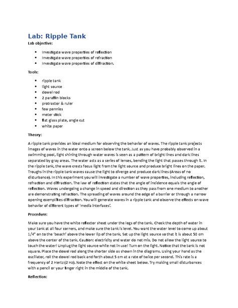 RIPPLE TANK LAB ANSWERS Ebook PDF