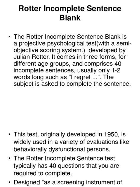 ROTTER INCOMPLETE SENTENCES BLANK MANUAL Ebook Epub