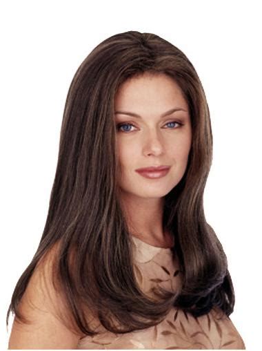 Radiant Brown Straight Long Monofilament Wigs