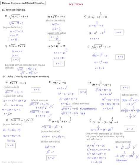 Radicals Algebra 2 Answer Key Doc