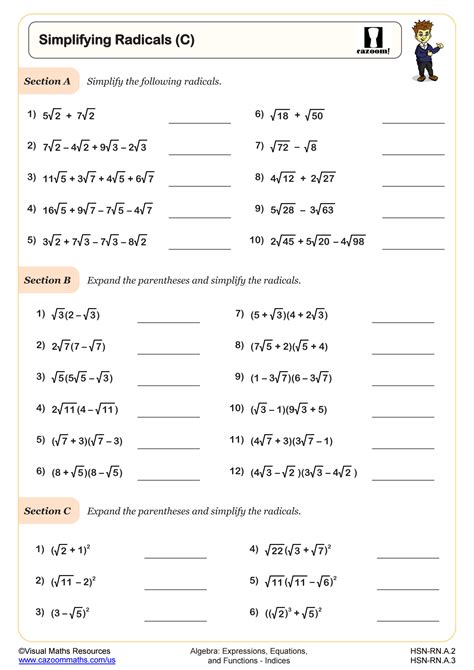 Radicals Worksheets With Answers Doc