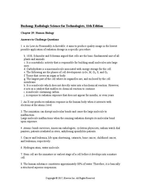 Radiologic Science For Technologist Answers PDF
