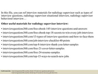 Radiology Program Interview Questions Answers Doc