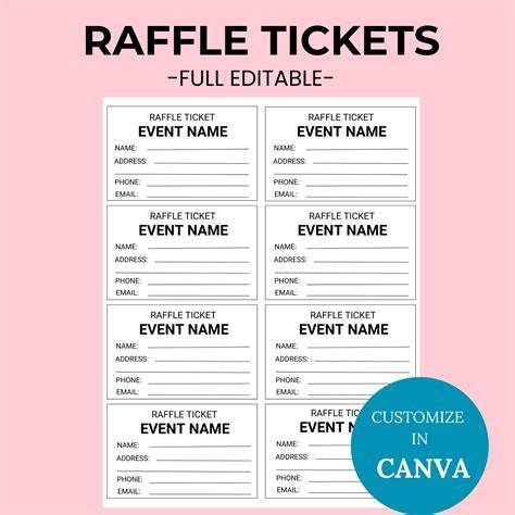 Raffle Ticket Template Word 8 Per Page