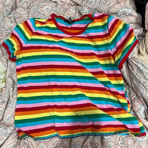 Rainbow-striped T-shirt: