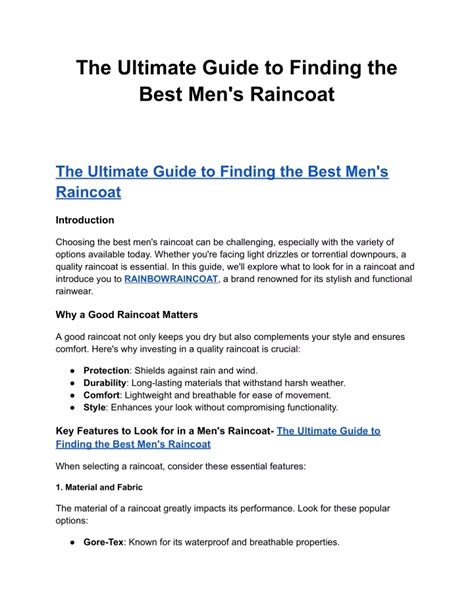 Raincoat Mens: The Ultimate Guide to Finding the Perfect Fit