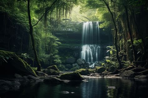 Rainforest with Waterfall: A Symphony of Nature's Splendor