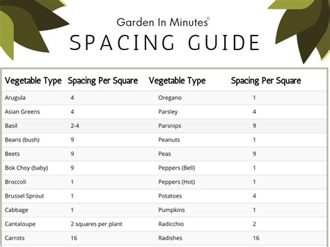 Raised Bed Garden Spacing Chart