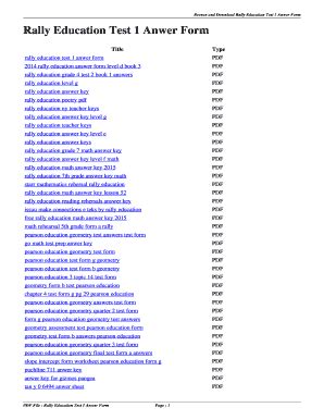 Rally Education Answer Keys Reader