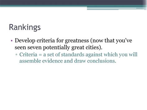 Rankings and Criteria