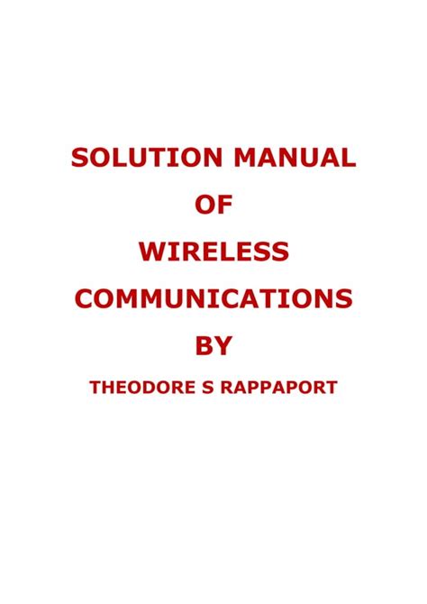 Rappaport Wireless Communication Solution Manual Free Download Kindle Editon