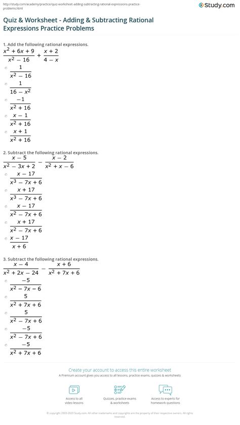 Rational Expressions Problems And Answers PDF