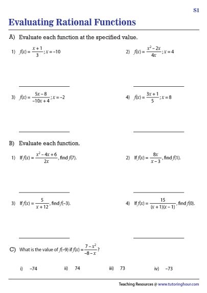 Rational Functions Worksheet And Answers Epub