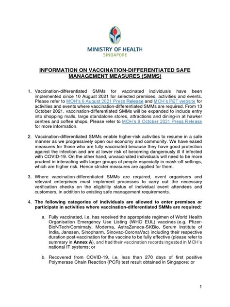 Rationale for Vaccination-Differentiated Safe Management Measures