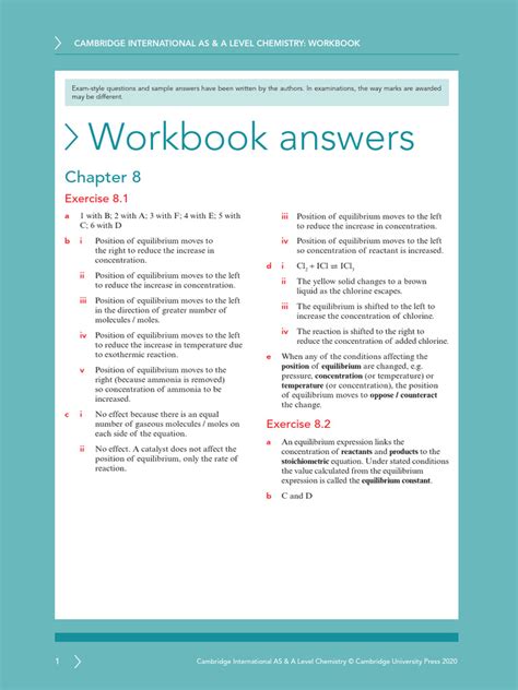 Reaction And Equilibrium Workbook Answers Reader