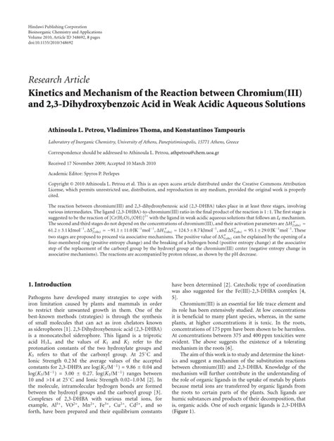 Reaction Mechanism And Kinetics Of Aqueous Solutions Reader