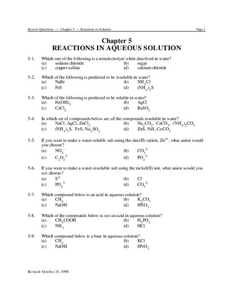 Reactions In Aqueous Solution Review Epub