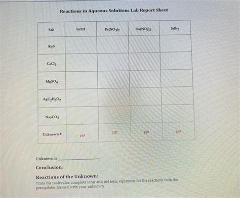 Reactions In Aqueous Solutions Lab Answers Reader