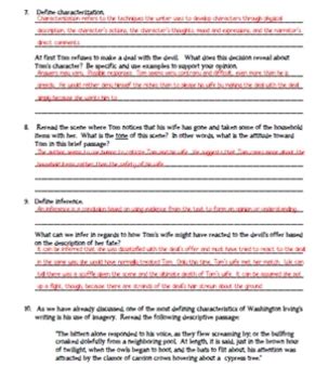 Reading Comprehension Questions The Devil And Tom Walker Answers Doc
