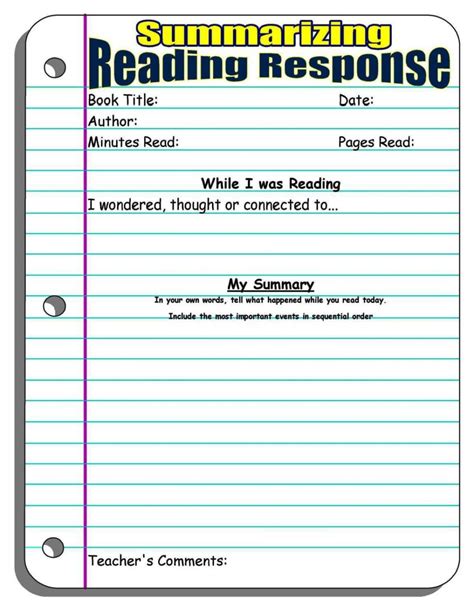 Reading Log Summary Printable