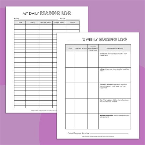 Reading Logs For Middle Schoolers Printables