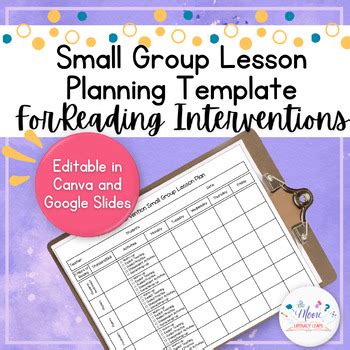 Reading Small Group Lesson Plan Template