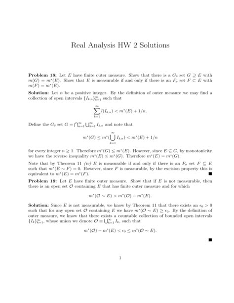 Real Analysis Homework 2 Solutions California State Reader