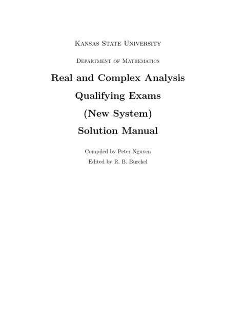 Real And Complex Analysis Solutions Manual PDF