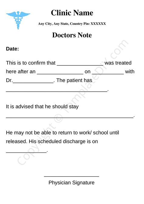 Real Doctors Note For Work Free Printable