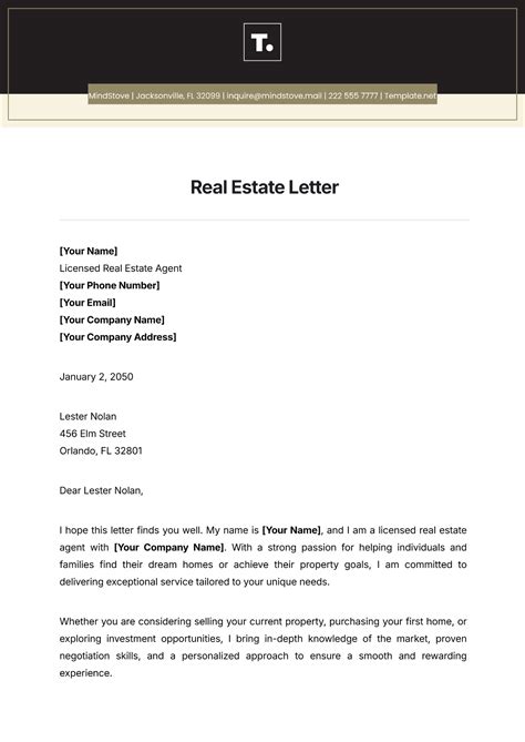 Real Estate Letter Templates