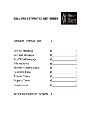 Real Estate Net Sheet Template