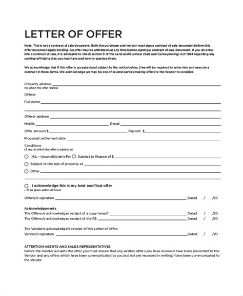 Real Estate Offer Letter Template