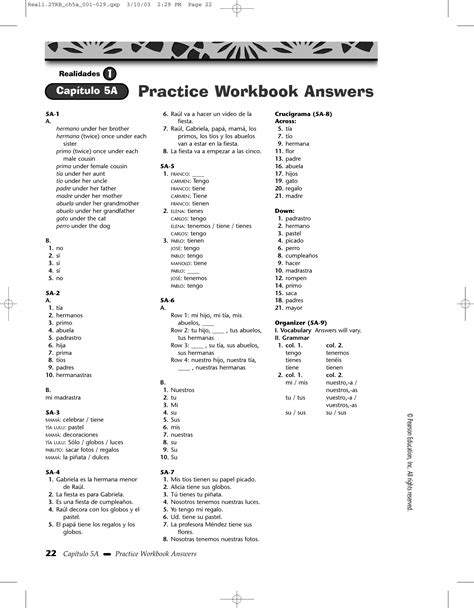 Realidades 2 Core Practice Workbook Answers 7a Doc