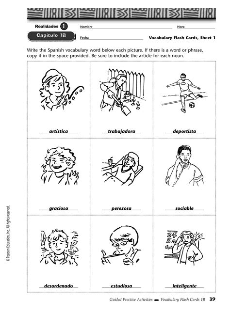 Realidades Guided Practice Answers Vocabulary Flashcards PDF