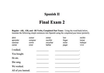 Realidades Spanish 2 Final Exam Answers Reader