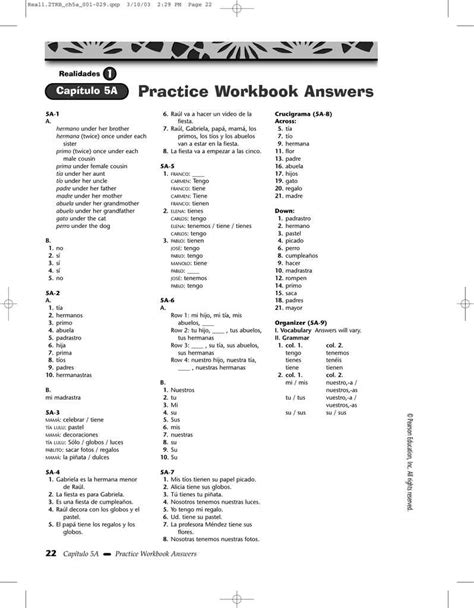 Realidades Workbook Answer Key Page Code 140 Doc