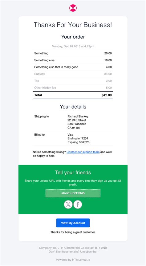 Receipt Email Template