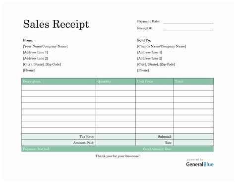 Receipt Templates Word