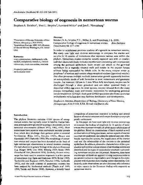 Recent Advances in Nemertean Biology 1st Edition Reader